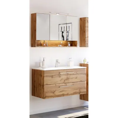 Produktbild von Waschtisch Set Badmöbel LOUNY-03 in Wotaneiche Nb., B/H/T: ca. 100/200/48 cm