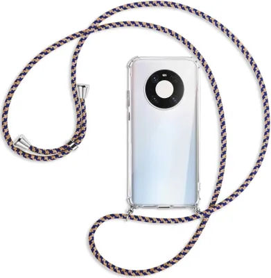 Produktbild von Handykette Backcover-Schutzhülle mit Band (Metall silberfarben) für Huawei Mate 40 Pro - blau+beige