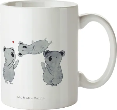 Produktbild von Mr. & Mrs. Panda Camping Tasse Koalas Feiern - Weiß - Geschenk, Geburtstag, Happy Birthday, Trinklernbecher, Schulkind, Herz, Plastikbecher, Kindertasse, Familie