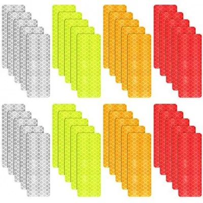 Produktbild von Reflektierende Aufkleber - Selbstklebende Reflektoren - Fahrradreflektoren - Reflektorband - 40 Stück - 4 Farben - 3 x 8 cm - für Fahrrad, Auto, Helm