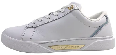 Image de Tommy Hilfiger - Chaussures de sport pour femmes, modèle "Chic Court", lacets, couleur blanche, style décontracté
