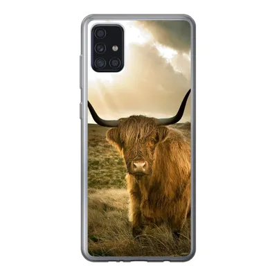 Produktbild von MuchoWow® Handyhülle Schutzhülle Hülle für Samsung Galaxy A52 5G Schottischer Hochländer - Sonne - Tiere Silikon Softcase Handy Hülle - Umschlag