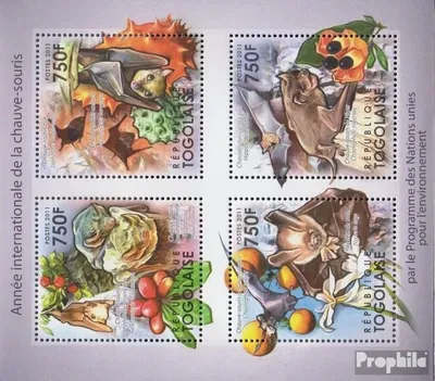 Produktbild von Briefmarken Togo 2011 Mi 4059-4062 Kleinbogen (kompl.Ausg.) postfrisch Fledermäuse