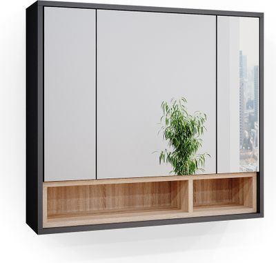 Vicco Badspiegelschrank Beatrice, 80 x 72 cm, Anthrazit/Sonoma