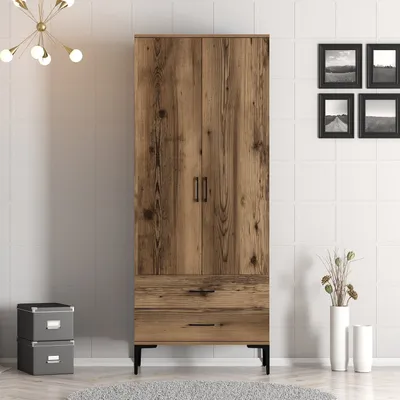 Produktbild von Skye Decor, Kumsal T - Walnut, Kleiderschrank, Nussbaum, 100 % MELAMINBESCHICHTETE SPANPLATTEN, 80 x 201,4 x 47,5 cm