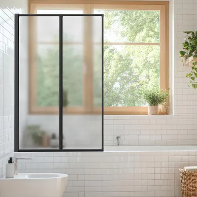Produktbild von Bettizia 100X140cm Badewannenfaltwand Badewannenaufsatz mit Duschwand Duschabtrennung Höhe 140cm Dusche Faltwand ,Schwarz