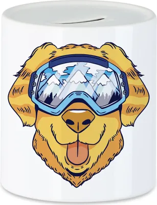Produktbild von Ski Hund Spardose Hund Skifahrer Skibrille Skifahrerin Wintersport Ski Skipiste Sport Bewegung Skifahren Skilift