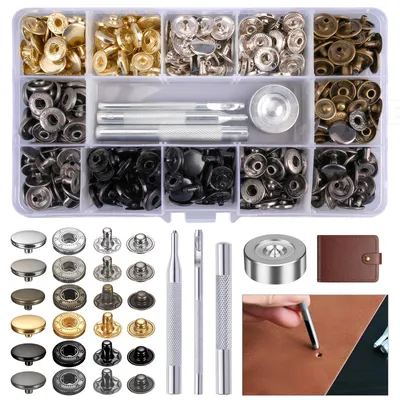 Produktbild von Druckknopf Set - 120-teilig - für Ledermäntel, Jacken und Jeans - 12,5 mm - 6 Farben