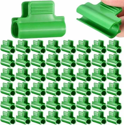 Produktbild von Gartenklammern - 50 Stück, grün, 11 mm, Kunststoff, für Pflanzständer, Tunnelrahmen, Gartenhaus