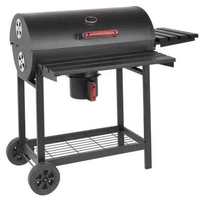 Image de Barbecue au charbon de bois avec roulettes, couvercle et supports latéraux Bristol
