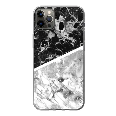Produktbild von MuchoWow® Handyhülle Schutzhülle Hülle für iPhone 13 Pro Max Marmor - Schwarz - Weiß - Luxus Silikon Softcase Handy Hülle - Mobiltelefon