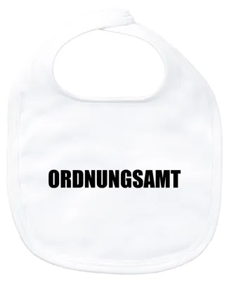 Produktbild von Huuraa Baby Lätzchen Ordnungsamt Schriftzug White Klettverschluss  Baumwolle Latz Geschenkidee
