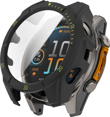 Produktbild von Für Garmin Tactix 8 Solar 51mm Kunststoff Schutz Hülle + 9H Hart Glas Schwarz