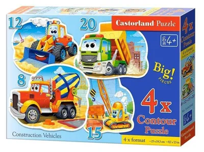 Produktbild von 4-in-1-Puzzle (8+12+15+20 Teile) Baumaschinen 43040
