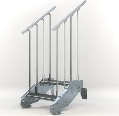 Produktbild von Stahltreppe 2 Stufen bis Höhe 44 cm, Laufbreite : 60 cm kein Geländer ST 1 (31 / 31 mm)