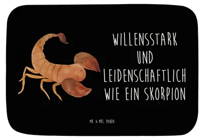 Produktbild von Mr. & Mrs. Panda Badematte Sternzeichen Skorpion - Schwarz - Geschenk, Badläufer, Oktober, Badezimmerteppich, Duschvorleger, Badvorleger, Skorpione, duschmatte