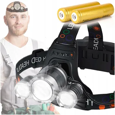 Produktbild von Decorya LED-Stirnlampe T6 CREE mit 3 LEDs, USB, 4 Modi