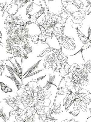 Produktbild von Famanu Selbstklebende Blumen-Tapete Schwarz-Weiß - Entfernbare Vinyl-Folie