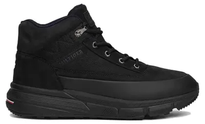 Produktbild von Tommy Hilfiger Herren Mid Boot Stiefel Warm Nubuck Hybrid aus Leder, Schwarz (Bl