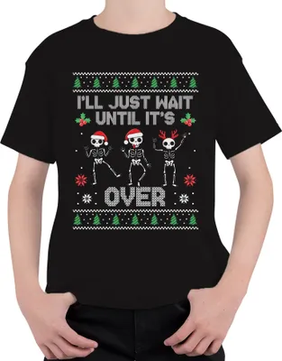 Produktbild von I'll Just Wait Until It's Over Anti-Christmas - Weihnachten Weihnachtsgeschenk Ugly Sweater Uni Kinder T-Shirt, Schwarz, 128