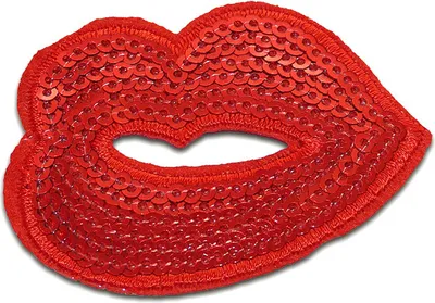 Obrázek produktu pro Líbající ústa s flitry - nášivka, nažehlovací, nášivky, nášivky, k nažehlení, velikost: 5,8 x 4,2 cm