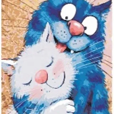 Productafbeelding van Schilderij op nummer: Verliefde katten, 50x40 cm, inclusief lijst. Creatief