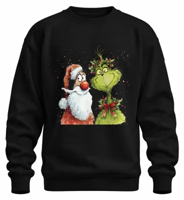 Produktbild von Grinch Weihnachtsmann Lustig Nikolaus Ugly Christmas Sweater Sweatshirt Pullover, Schwarz, L
