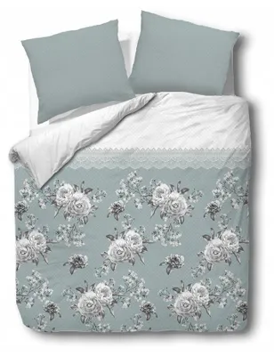 Produktbild von Darymex Satin-Bettwäsche-Set 140x200 cm Blumen Mint