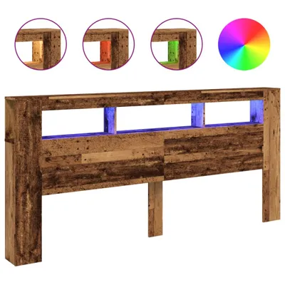 Image de Tête de lit à LED vieux bois 220x18,5x103,5cm bois d'ingénierie