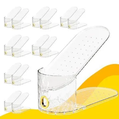 Image de Organisateur de chaussures, 15 pièces, réglable, transparent, à deux niveaux, empilable