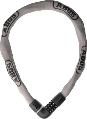 Produktbild von ABUS Kettenschloss Tresor 6807C - Zahlenschloss mit 360°-Bolzen, 7 mm starke Stahlkette, 4-stelliger Zahlencode - Fahrradschloss mit Sicherheitslevel 7 - Länge 110 cm, grau