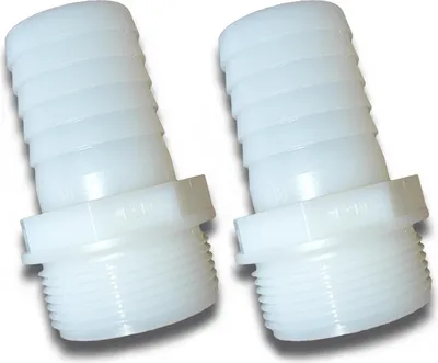 Produktbild von 2 Stück: Pool Pumpenanschluss Schlauchtülle Ø 38mm x 1 1/2 Zoll Außengewinde (PA weiß)
