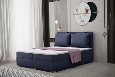 Produktbild von Boxspringbett Schlafzimmerbett MATRO 180x220cm in Stoff Soro Blau