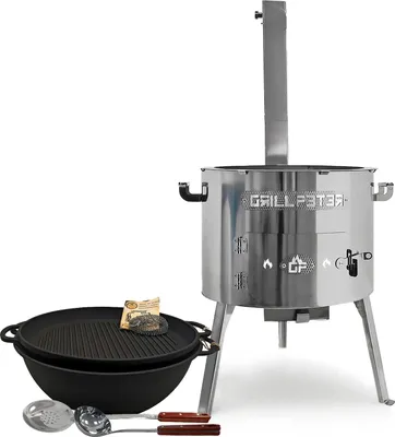 Produktbild von Utschak Timur Ø45 cm Edelstahl Kazan 18L Grilldeckel aus Gusseisen Zubehör