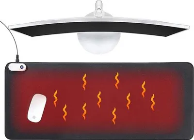 Produktbild von Erwärmte Mauspad – Schreibtischunterlage – Hält warm – Automatische Abschaltung – 80x33 cm – Schwarz