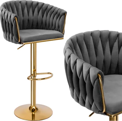 Image de Cofton Gold Graphite Velvet Bar Hocker