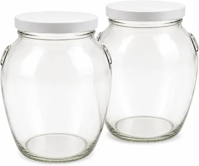 Produktbild von 2x Einmachglas 1,7L mit Schraubdeckel – großes Vorratsglas Amfora aus Glas für Gurken, Marmelade, Honig, Kompott, Pasta, Müsli & trockene Lebensmittel