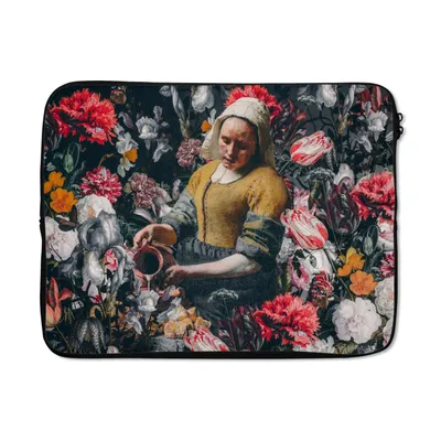 Produktbild von MuchoWow® Laptop Hülle 17 Zoll Laptoptasche Vermeer - Milchmädchen - Blumen - Zipper - Schutzabdeckung
