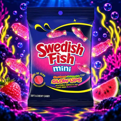 Produktbild von Swedish Fish Mini Strawberry Watermelon Glow Ups 87g
