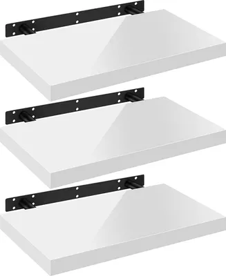 Produktbild von Set mit 3 schwebenden Wandregalen | Weiß | 50x22,9x3,8 cm