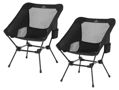 Obrázok produktu pre Kempingová stolička, skladacia kempingová stolička, nosnosť 150 kg, ultralehká, s taškou, 2 kusy