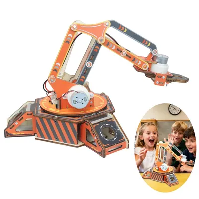 Produktbild von Roboterarm Bausatz aus Holz, 360° drehbarer Roboter Arm, DIY Experimentierprojekt für Kinder ab 12 Jahren