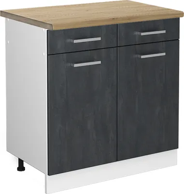 Produktbild von Küchenunterschrank Vicco R-Line Schwarz Beton 80 cm AP Eiche, Model 47628