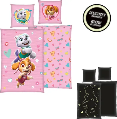 Produktbild von Herding Kinder-Wendebettwäsche Paw Petrol" rosa 1x 135x200 cm + 1x 80x80 cm"