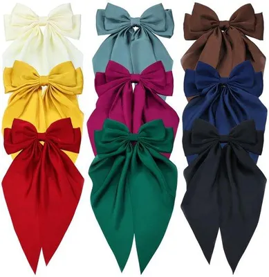 Produktbild von Grosse Satin-Haarstränge, 9 Stück, Weiß, Rosa, Rot, Blau, Grün, Schwarz