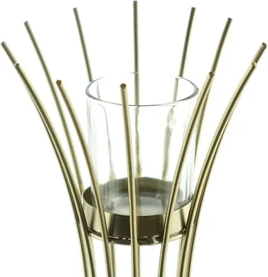 Produktbild von nature trends Kerzenhalter Elegance Goldfarben gebogen mit Glas 28 cm - Metall