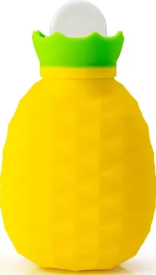 Produktbild von EWANTO Mini Ananas Silikon Wärmflasche 200 ml Bettflasche Handwärmer für Erwachsene und Kinder Gelb WAG-01