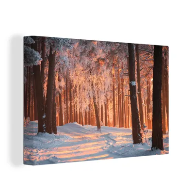 Obrázok produktu pre OneMillionCanvasses® - Maľba na plátne - Obraz na plátne Nástenná maľba na plátne - Zima - Les - Strom - 150x100cm - Fotografia na plátne - maľba na