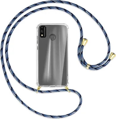 Produktbild von Handykette Backcover-Schutzhülle mit Band (Metall goldfarben) für Honor 9X Lite - Blautöne