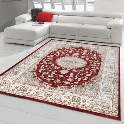 Produktbild von Stilvoller Orientalischer Teppich Ornamente & elegante Verzierungen creme rot Größe - 160x230 cm